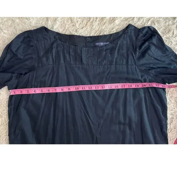 Gap Women's Size 20 Black Puff Sleeve Knee Length Button Back Shift Dress #0522 - Picture 10 of 11